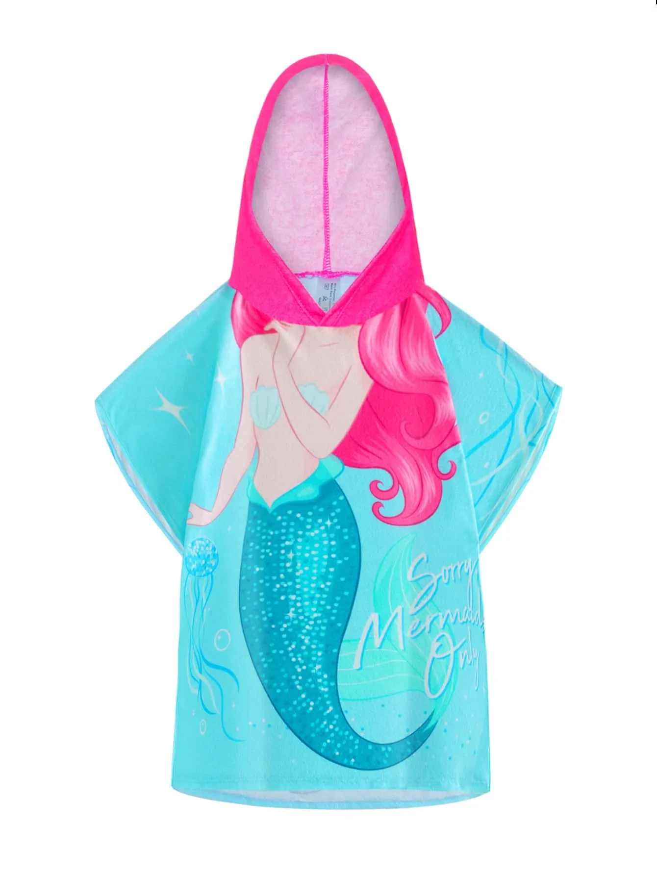 Kids Hooded Beach Towel Cartoon Poncho Quick Dry Microfiber Swim Cover Up For Boys Girls 1-6 Years Pool Bath Towel