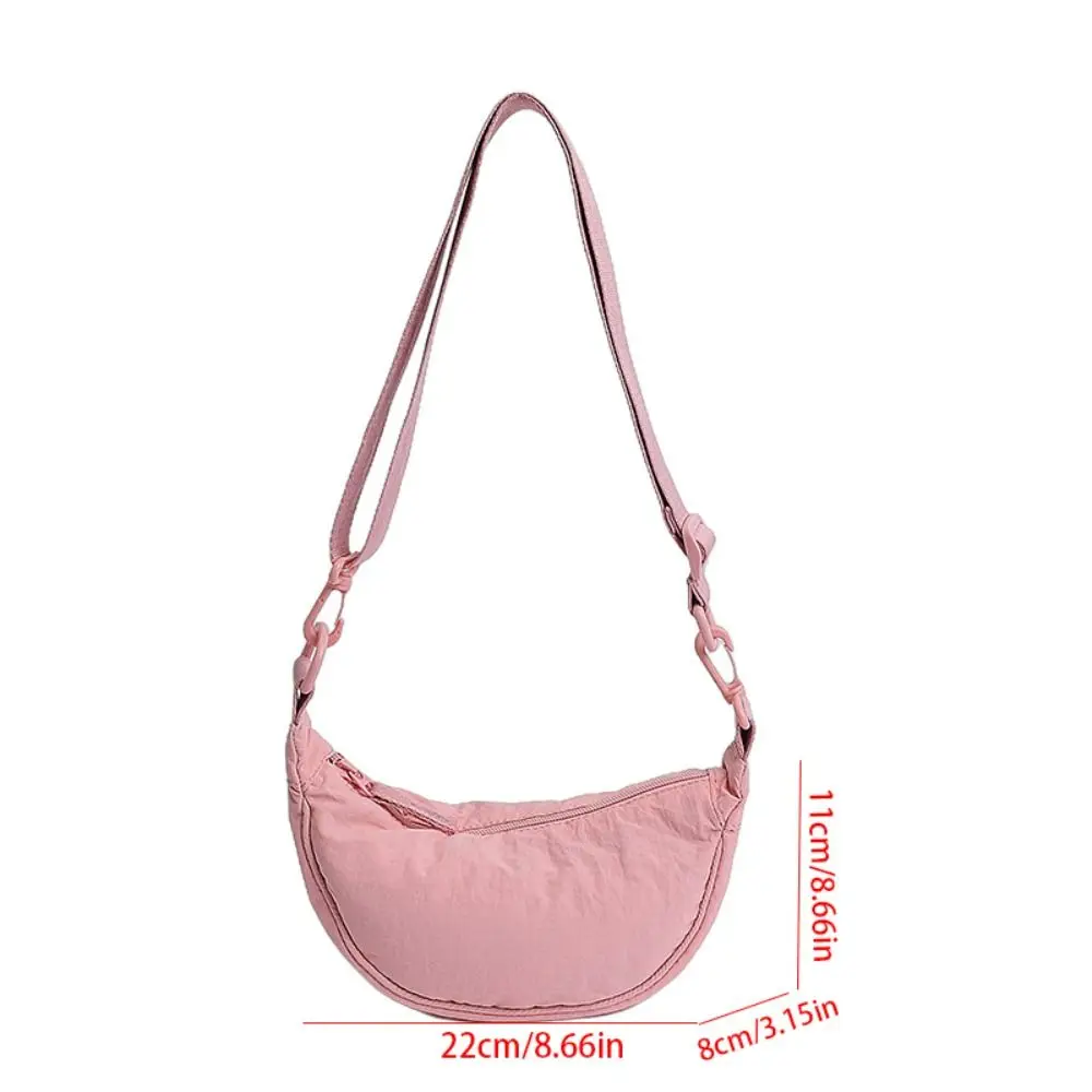 Sweet Korean Style Nylon Crossbody Bag Handbag Solid Color Mini Dumpling Bag Lightweight Oxford Cloth Shoulder Bag Travel