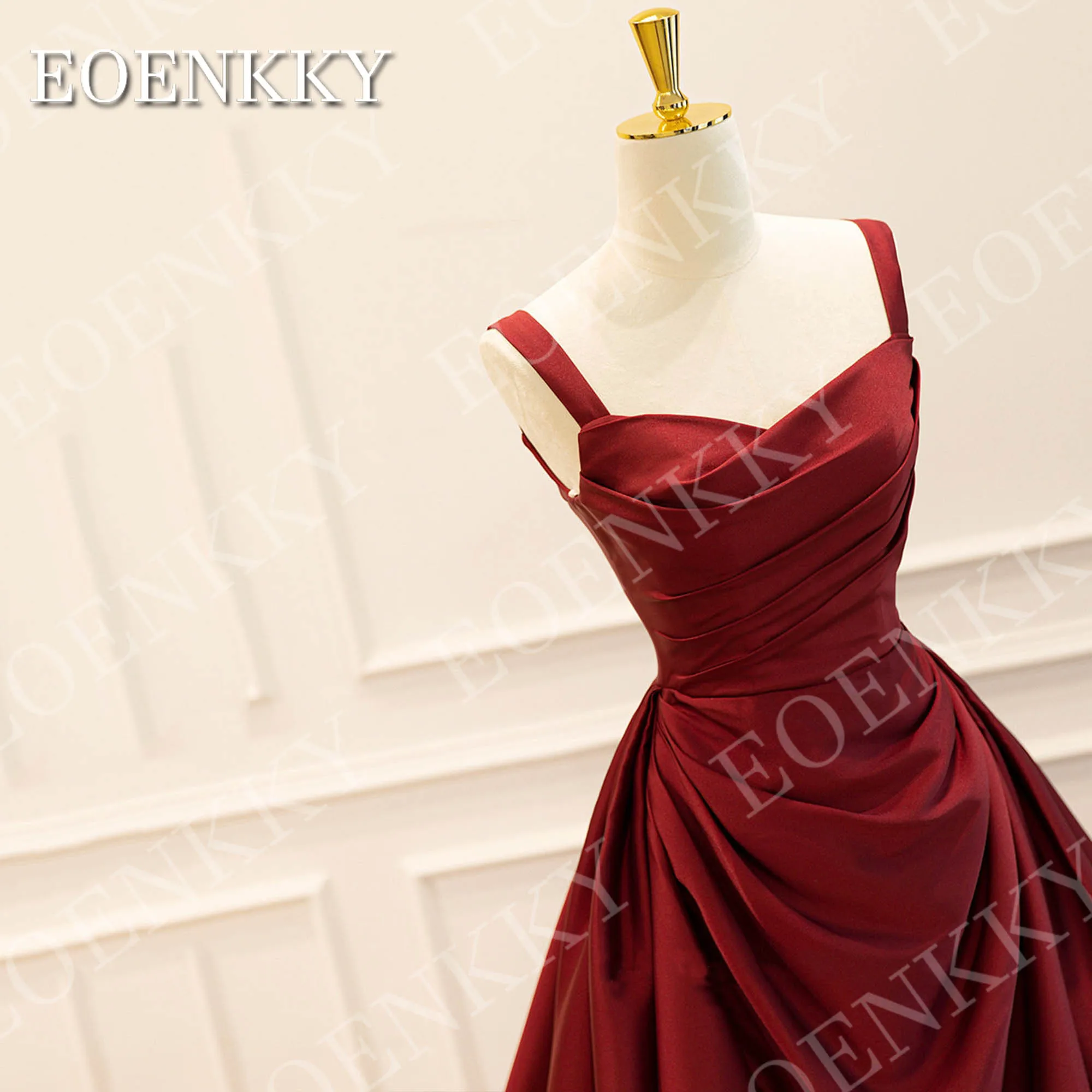 EOENKKY robes de soirée en Satin élégantes pour femme longue bordeaux col en V une ligne robe de soirée formelle robe de soirée personnalisée Robes de soirée élégantes en satin pour femme longue Bourgogne V col une lig
