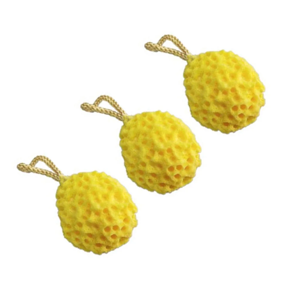 

3pcs Honeycomb For Bath Shower Adult Exfoliating Massaging Bath Sponge Cleansing Shower Sponge Yellow