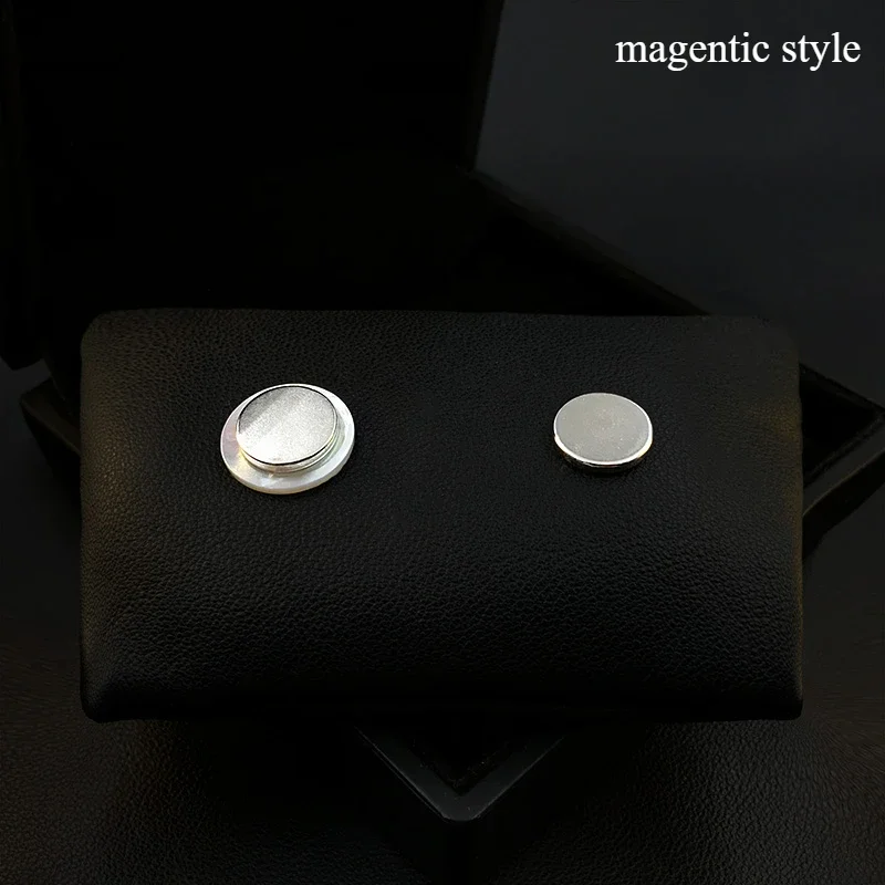 Sunrise Magnetic Brooch Women's Suit Corsage White Round Shell Collar Pins Anti-Exposure Buckle Clothes Accessories Jewelry 5288