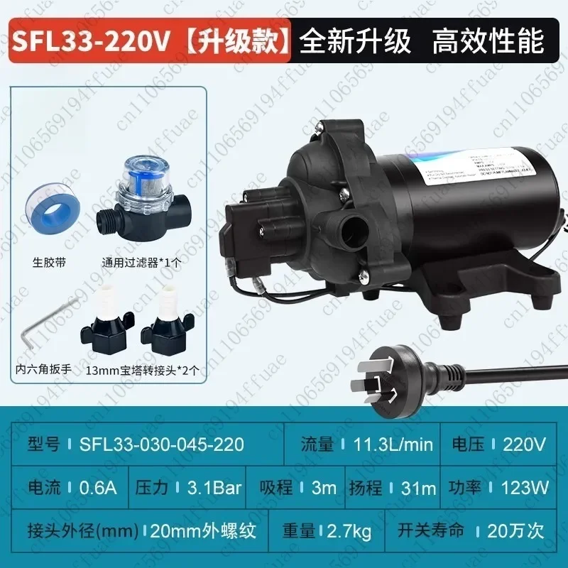 110V/220V DC Electric, RV Boosting Water Pump, High-Pressure Diaphragm Self-Priming Fully Automatic Switch