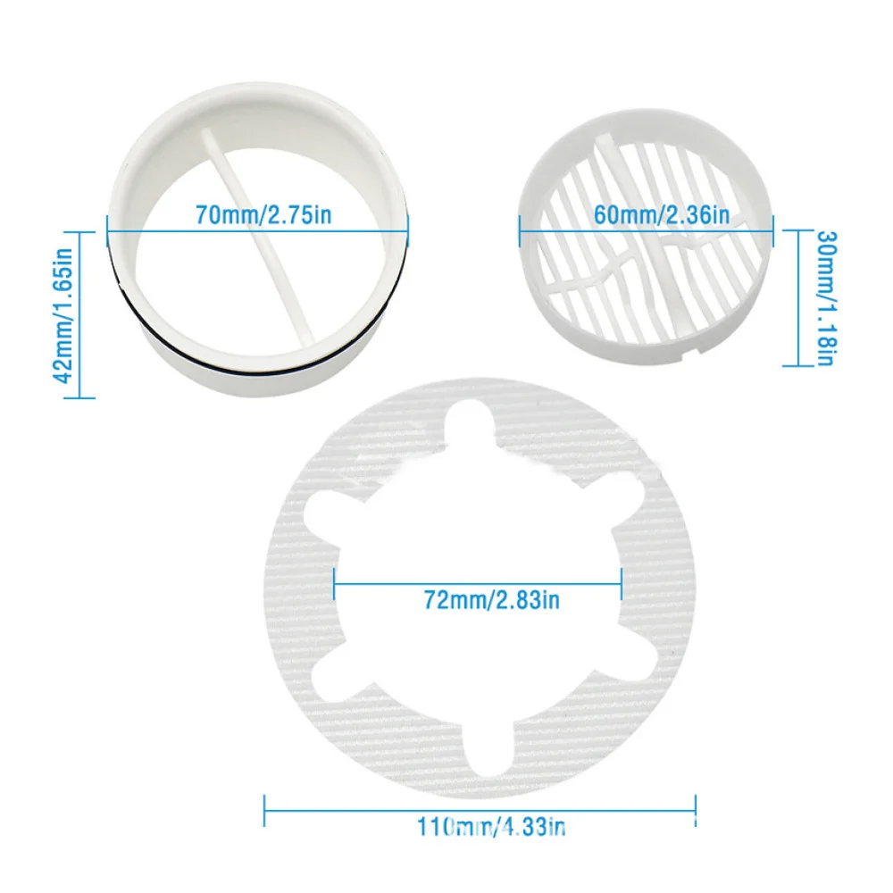 1 set di cestelli per scarico a pavimento per fognature ‌   Filtro di scarico a pavimento in PP+tubo per immersione+imballaggio in feltro ‌   Kit