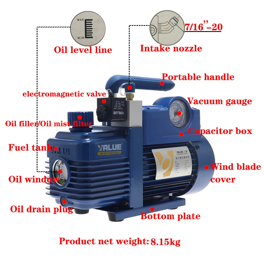 Wartość V-i140SV klimatyzacyjna pompa próżniowa 3.5CFM 1/3HP pompa próżniowa do chłodzenia jednostopniowe naprawy samochodów