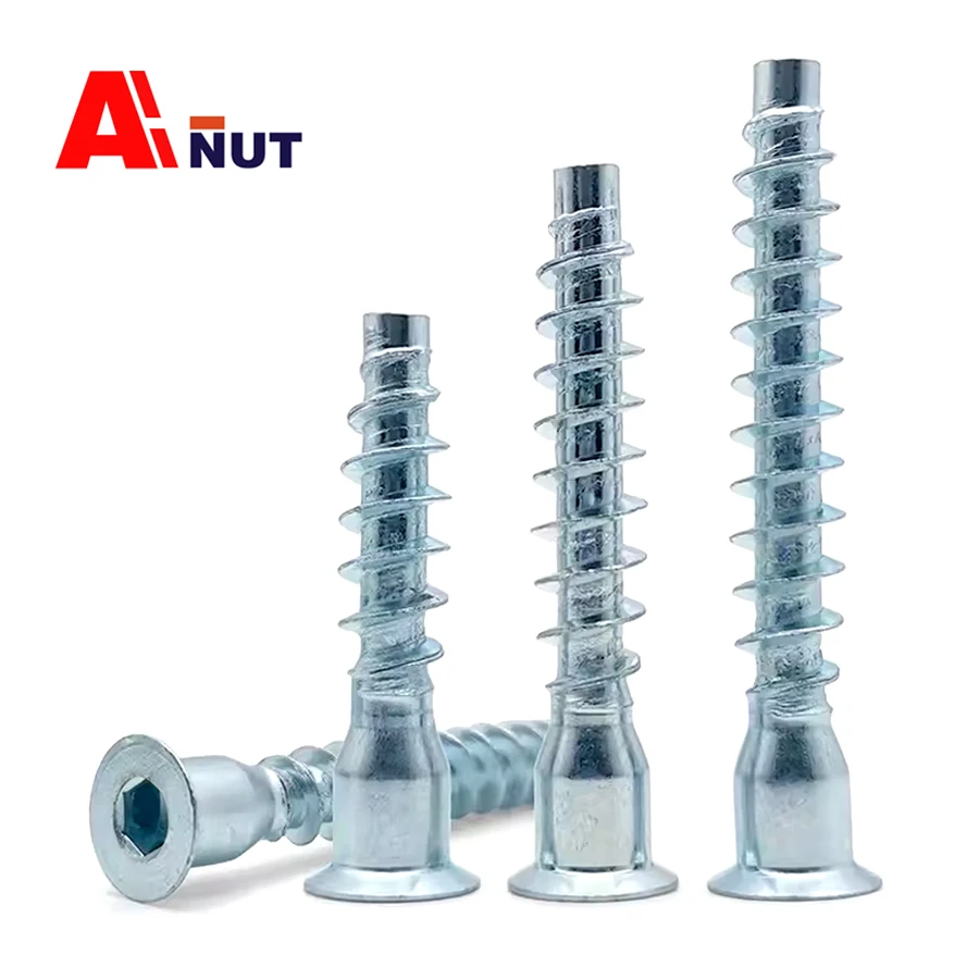 M5 M6.3 M7  Flat Head Hex Socket Wooden Bolt , Self Tapping Furniture Screw ,Kitchen Cabinet Set Screws ,A014