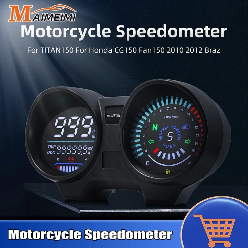 แดชบอร์ดรถจักรยานยนต์ดิจิตอลรถจักรยานยนต์ Speedometer RPM เครื่องวัดแรงดันไฟฟ้าสําหรับ TITAN 150 สําหรับ Honda CG150 Fan150 2012 บราซิล