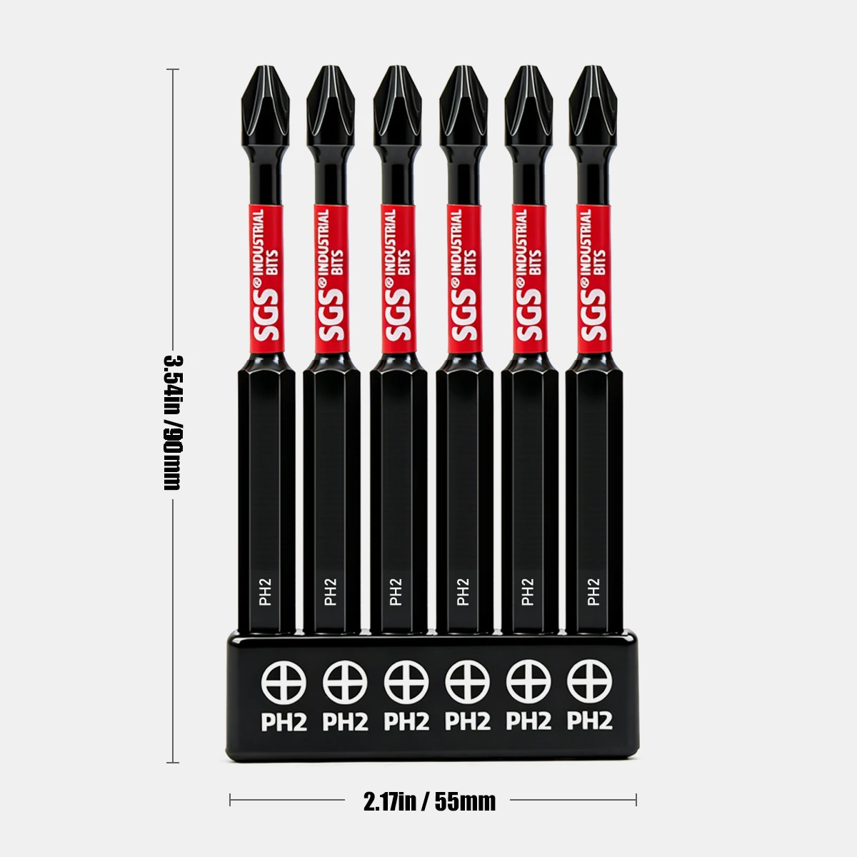 6-Piece Set of Ph2 Magnetic Impact Screwdriver Bits 90mm, Industrial-Grade S2 Steel Screwdriver Heads, Suitable for Electric Tools/Furniture Installation/Equipment Maintenance