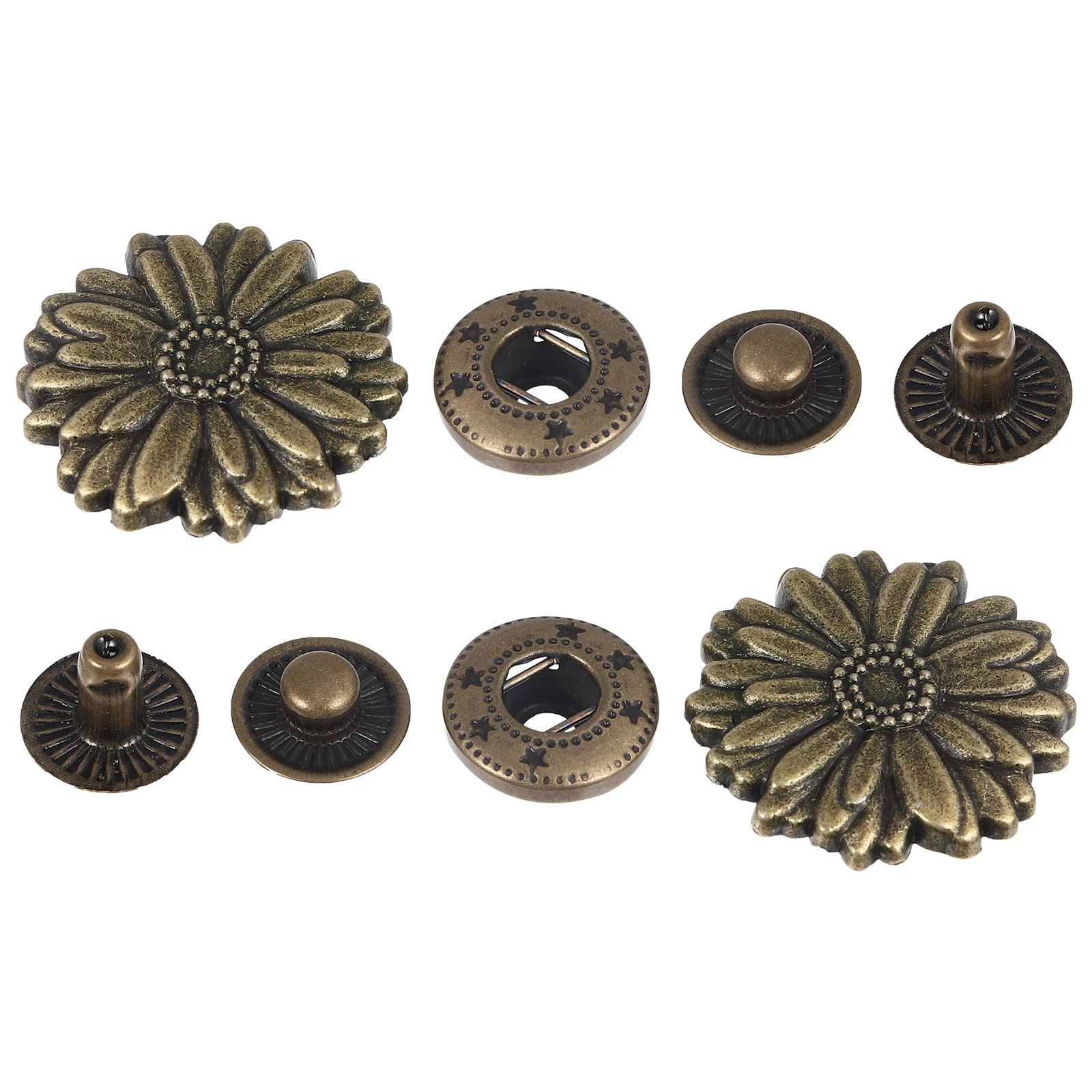 

10 set 10 Sets Snap Buttons Alloy Buckles Retro DIY Fasteners Clothes Repair Alloy Buttons Pants Bag Purses Craft Gifts