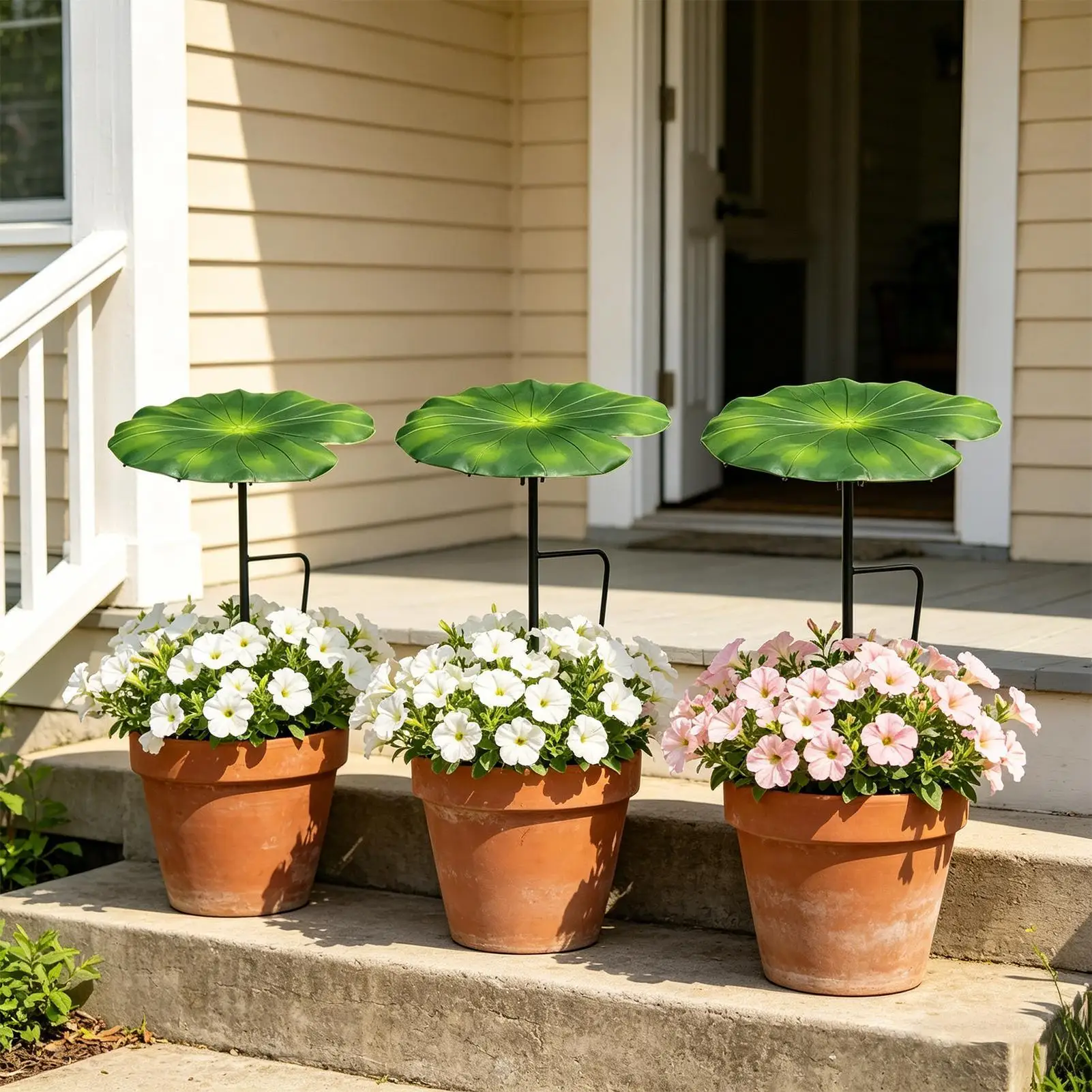 Plant Umbrellas for Outdoor Plants 21cm Leaf Shape Metal Sun Shade Garden Umbrella for Flowers with Stake for Outdoor Planter