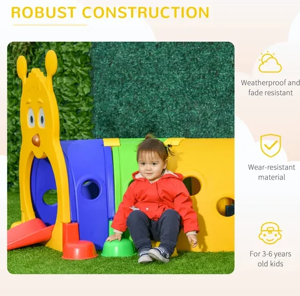 カバキャタピラートンネル、屋外遊び、マルチカラー、長さ59インチ、無毒PP、3～6歳向け幼児用おもちゃ