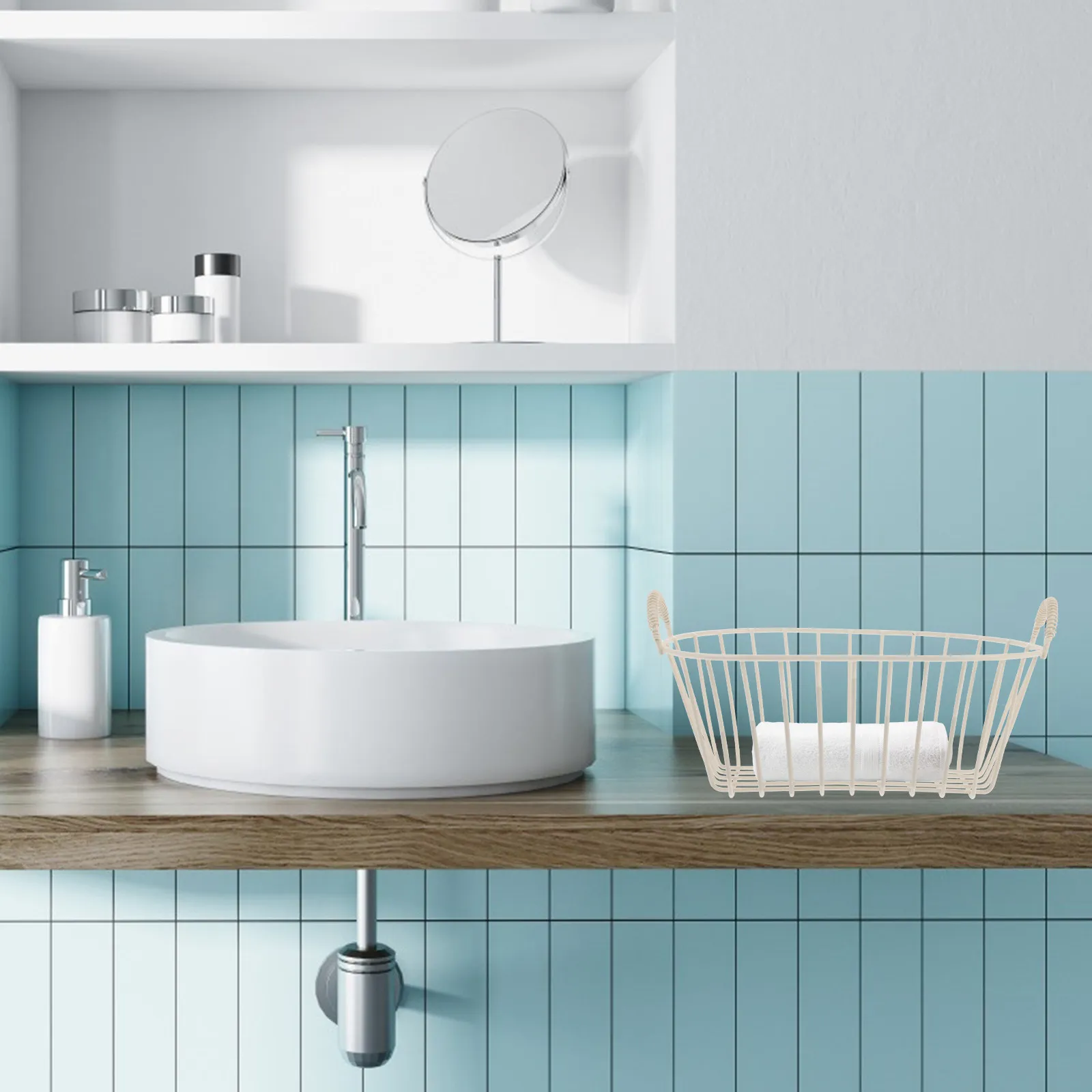 Cesta para artículos diversos de gran capacidad, contenedor de almacenamiento de hierro, organizador de aperitivos, productos de belleza, suministros de limpieza, portátil, 1 unidad