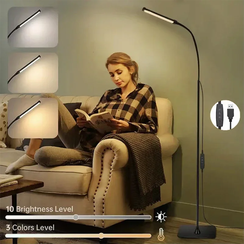 120LED Floor Lamp For Living Room Adjustable Gooseneck Stand Light Dimmable Indoor Bedroom Standing Reading Light Office