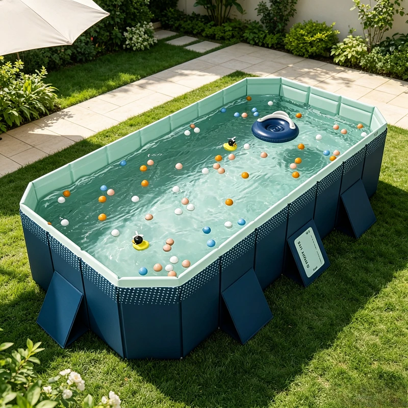 Pump-Friendly Foldable Kids Inflatable Pool, Thickened Abrasion&Scratch Resistant, High Temperature Proof Home Outdoor Play Pool