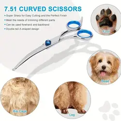 Premium Pet Grooming Scissors Set - Safety Round Tip, Stainless Steel Shears For Dogs & Cats