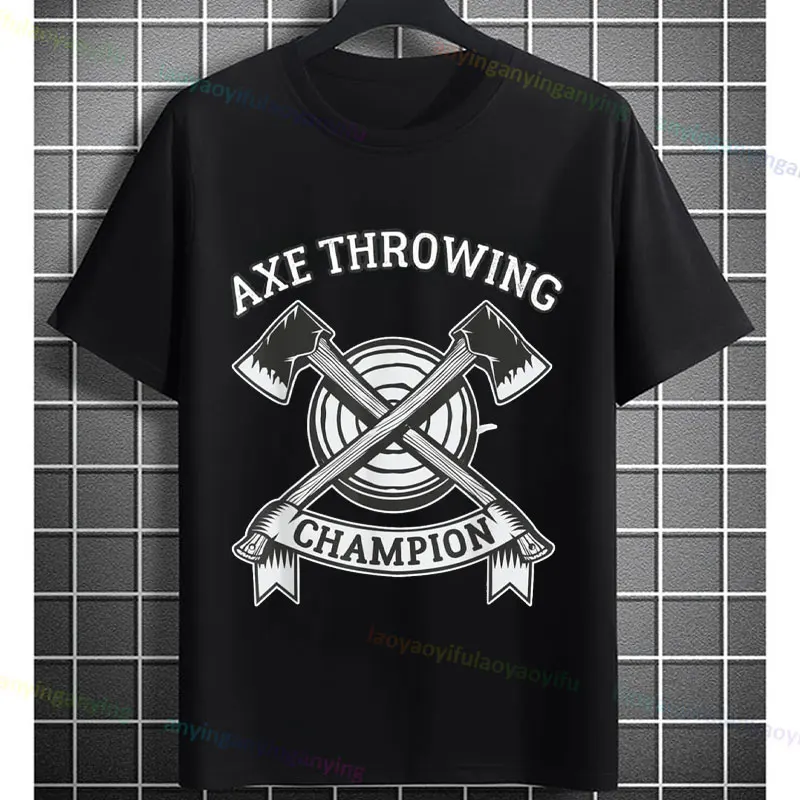 Heren Kiss My Axe Gooien Grafisch T-shirt Mode O-hals Korte mouwen Puur Katoen T-shirt Ideaal voor vrijetijdskleding Herenkleding