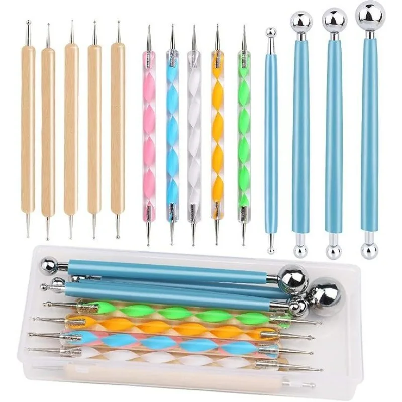 Dotting Tools Ball Styluses with Box,Dotting Tools Set Rock Painting,Pottery Clay Modeling Embossing Nail Art 14Pcs