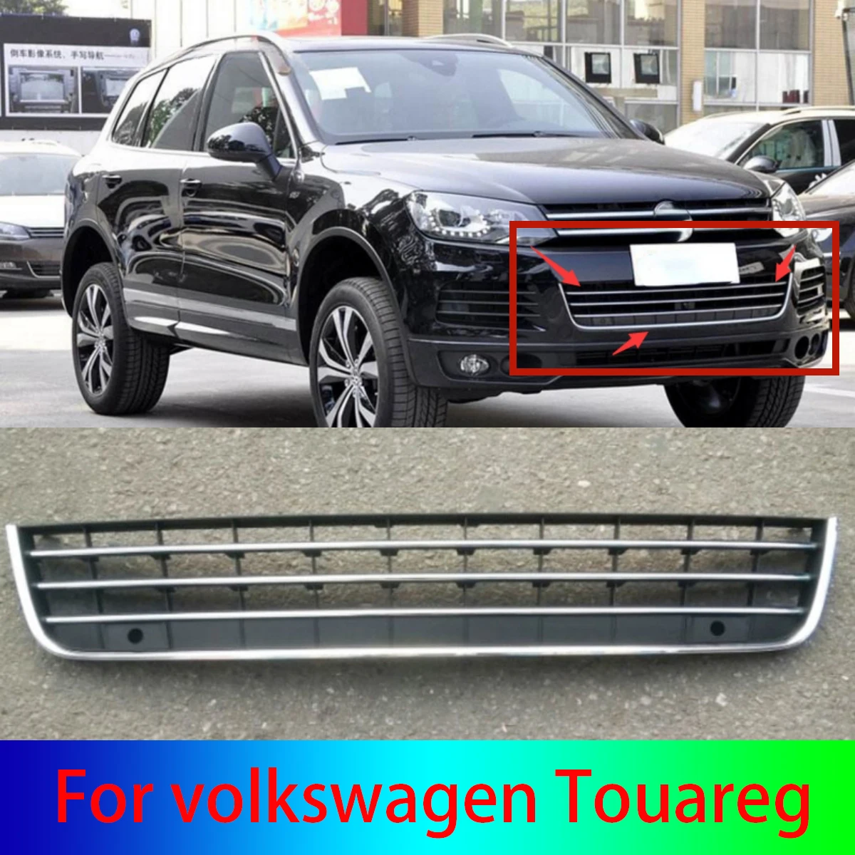 

Car Front Bumper Lower Grille Grill Air Intake Grill Chrome Trim For VW For Touareg 2011 2012 2013 2014