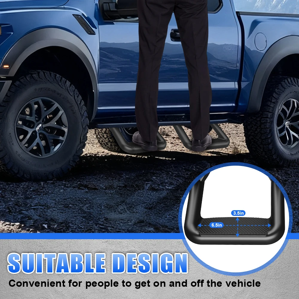Aluminum Side Hoop Steps Universal Side Step for Chevy GMC Dodge Mazda Mitsubishi Pickup Trucks SUVs Jeep 2PCS