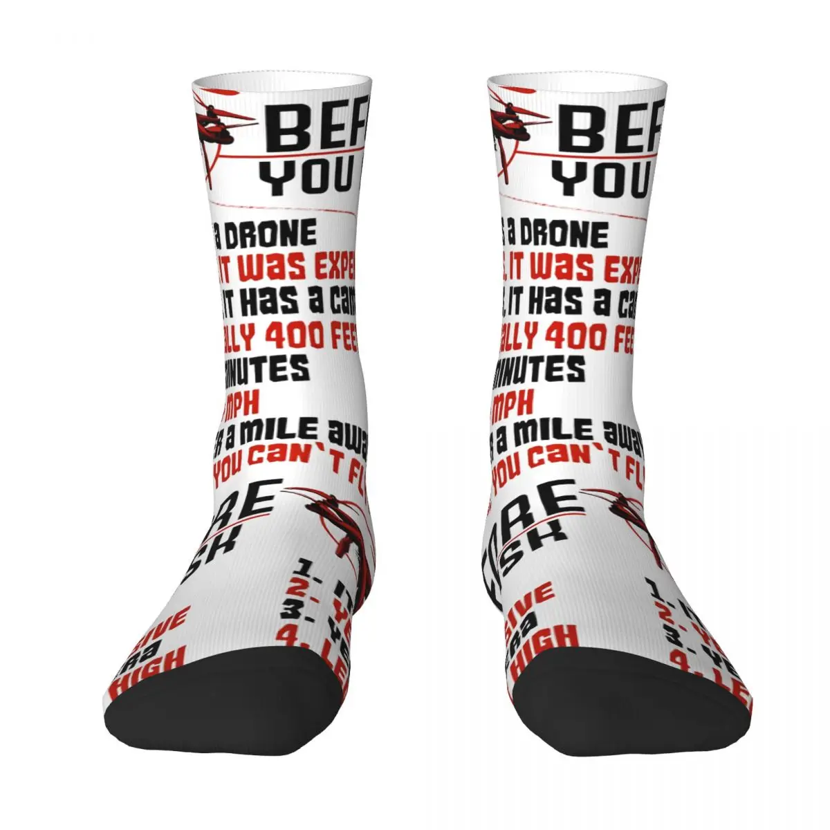 Drone Fly Quadcopter Pilot Socks Merch For Men Women Warm UAV Fpv Drones Flying Operator Print Socks