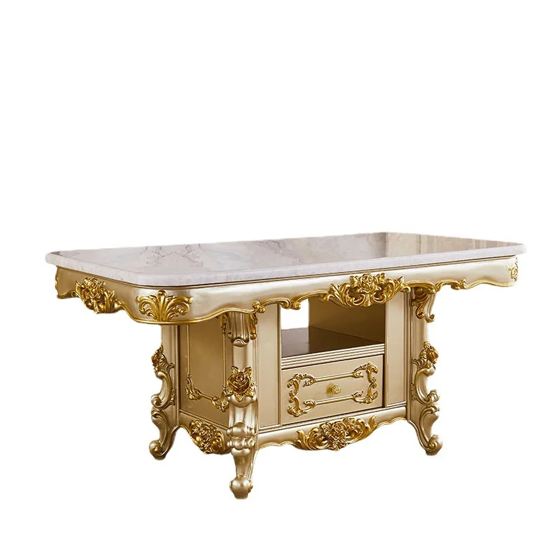 

European rectangular dining table marble table household luxury dining table luxury one six chairs long square