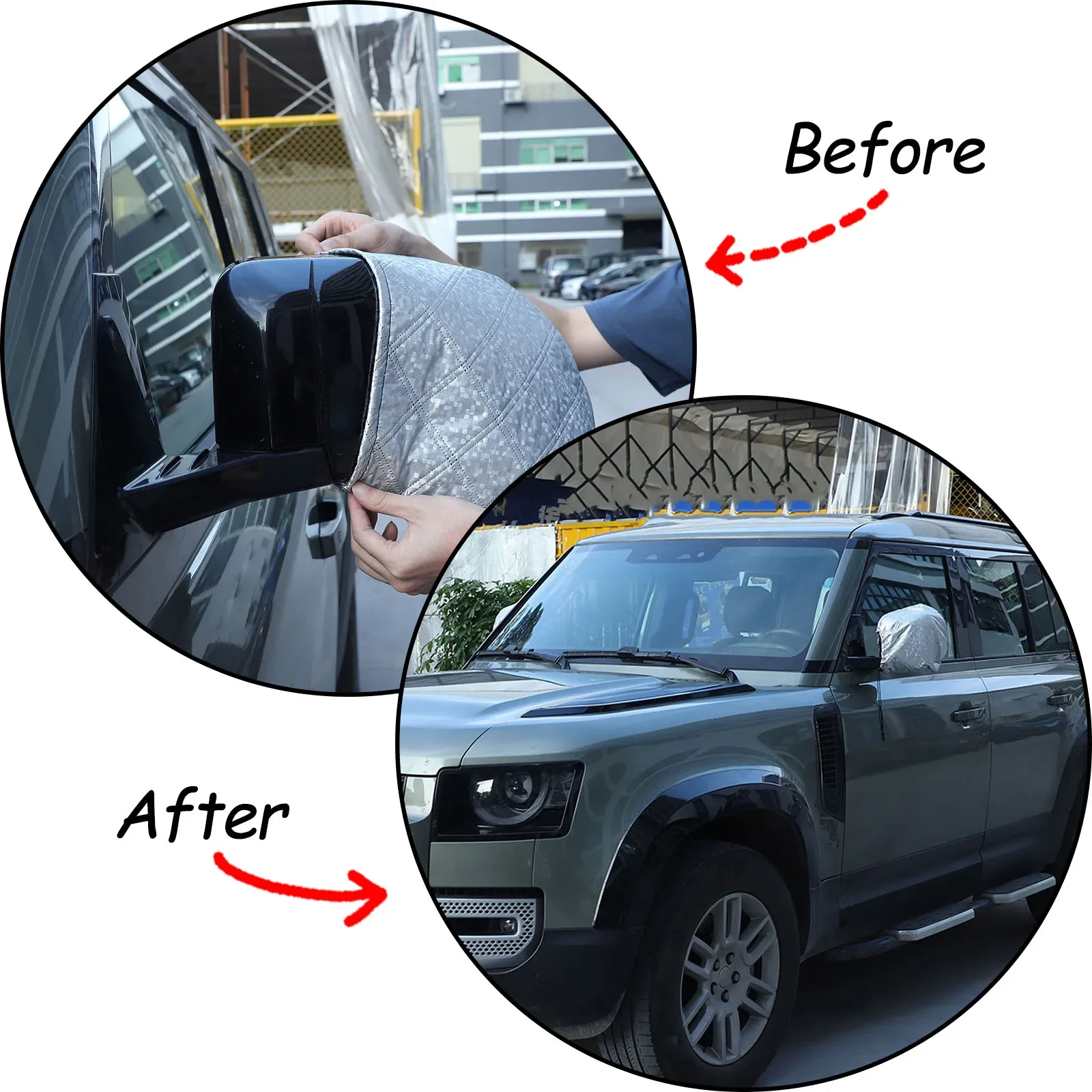 

For Land Rover Defender 2020-2023 Car Rearview Mirror Protective Cover Composite Material Frost-Proof Snow-Proof Reflector Cover