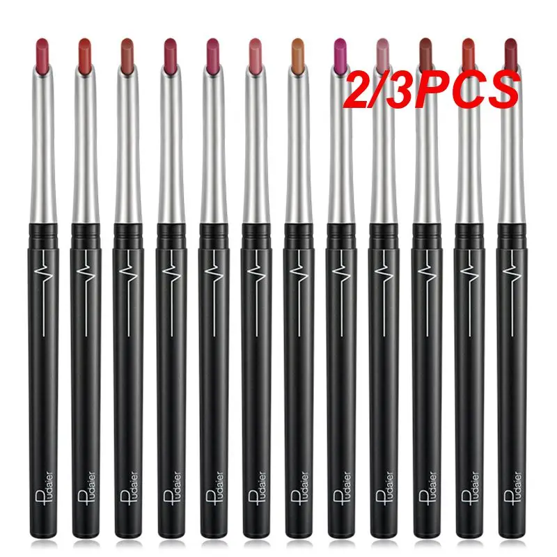 Pudaier-Durável Matte Lip Liner Pen, impermeável, fácil de usar, hidratante, maquiagem cosmética, mais vendidos, 2018 produtos, 2 pcs, 3pcs