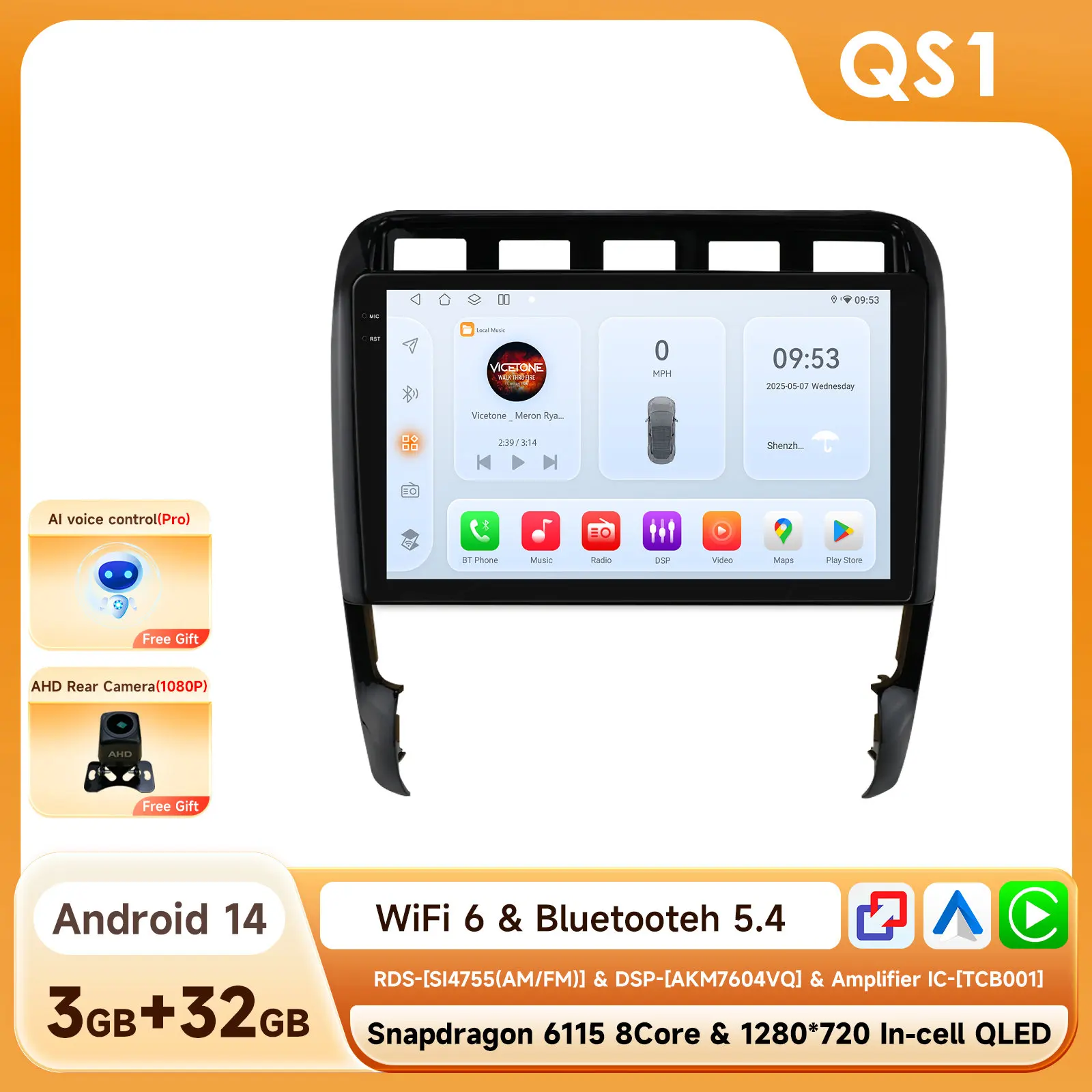 8G 128G CarPlay Android Auto autoradio voor Porsche Cayenne 1 9PA 2002 - 2010 GPS Intelligent Systems Stereo Multimedia autoradio