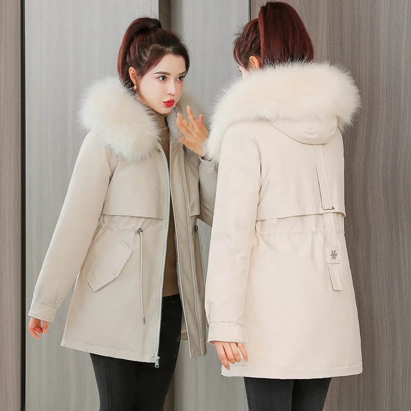 

Women's Mid-Length down Jaet 2025 New Sle Loose Korean Version Fur Collar Warm Cotton Coat Winter Outerwear