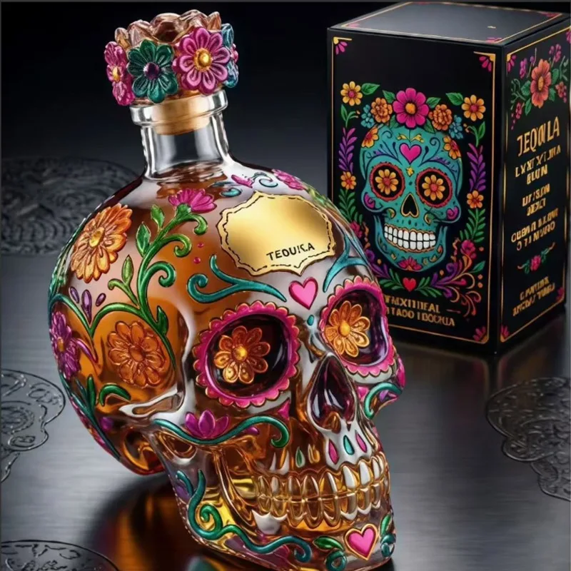 Skull Whiskey Bottle Creative High Borosilicate Decanter Collection Ornament Craft Wine Decanter For Home Display Wine Storage