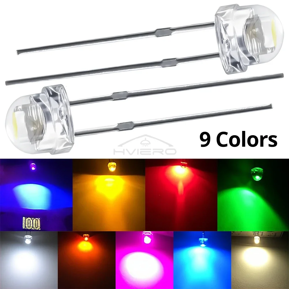 F5 5mm Straw Mini Hat Emitting Diode Ultra Bright Water Clear Light Bead White Blue Green Yellow Red Wide Angle LED Bulb