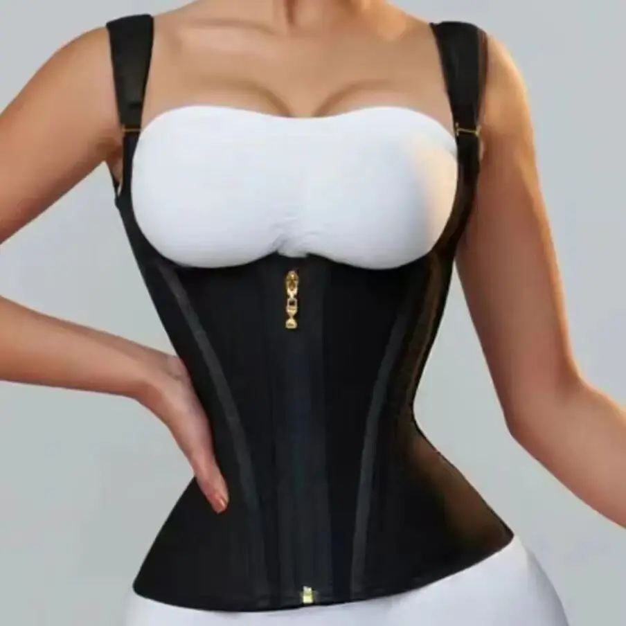 Women's Plus Size Tummy Control Corset Vest Cincher,Full Coverage Back Shapewear with Zipper &Buttoned Closure,Hard Control Belt