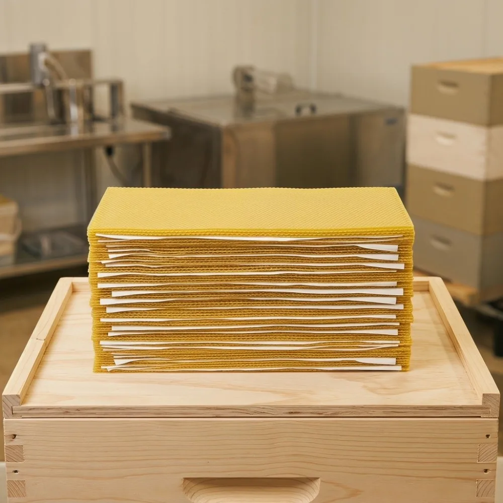 30Pcs Wax Beehive Foundation Sheets Pure & Natural Golden Yellow Beeswax Sheets Beeswax Foundation Sheets Honey Production