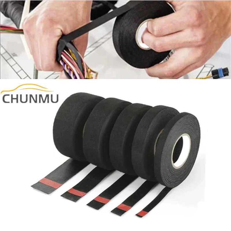 

15/20M Wire Harness Automotive Cloth Tape Adhesive High Noise Resistance Heat Proof Fabric Electrical Tape for Wrapping Wiring