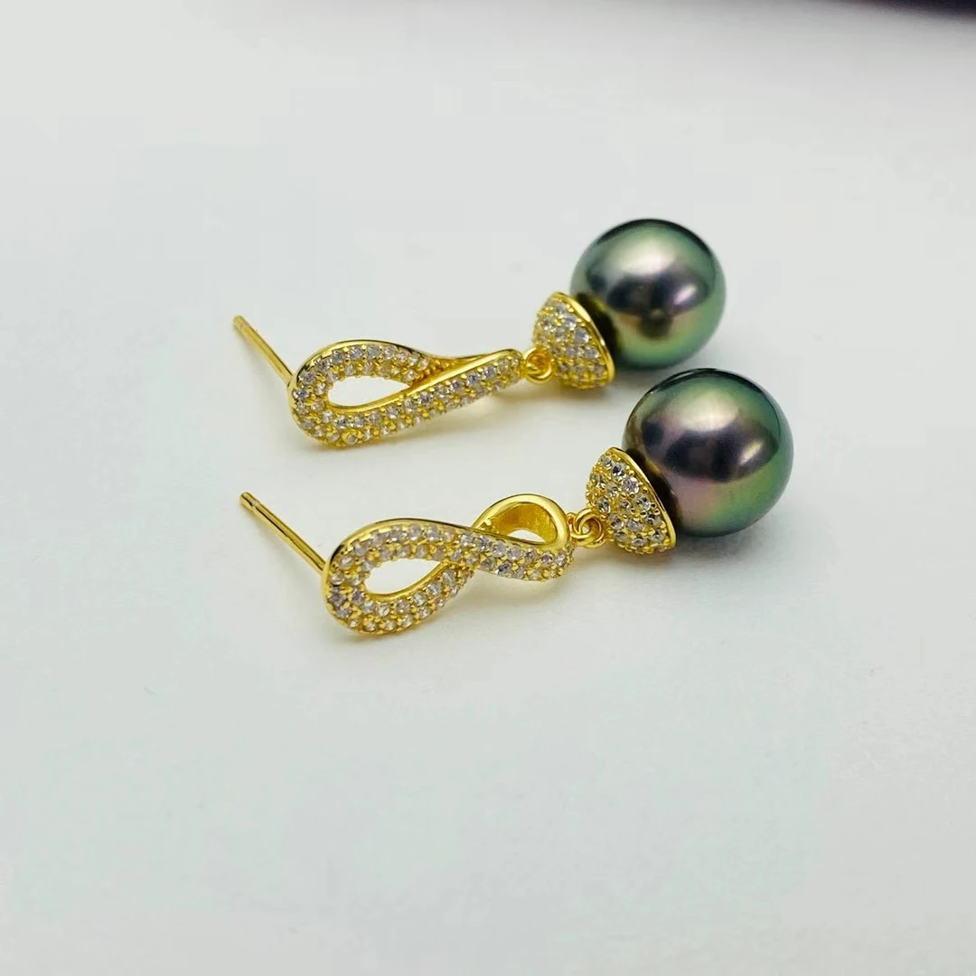 Wholesale 925 Sterling Silver Earrings Mount Findings Settings Base Mounting Parts Accessory for 9-10mm Pearls