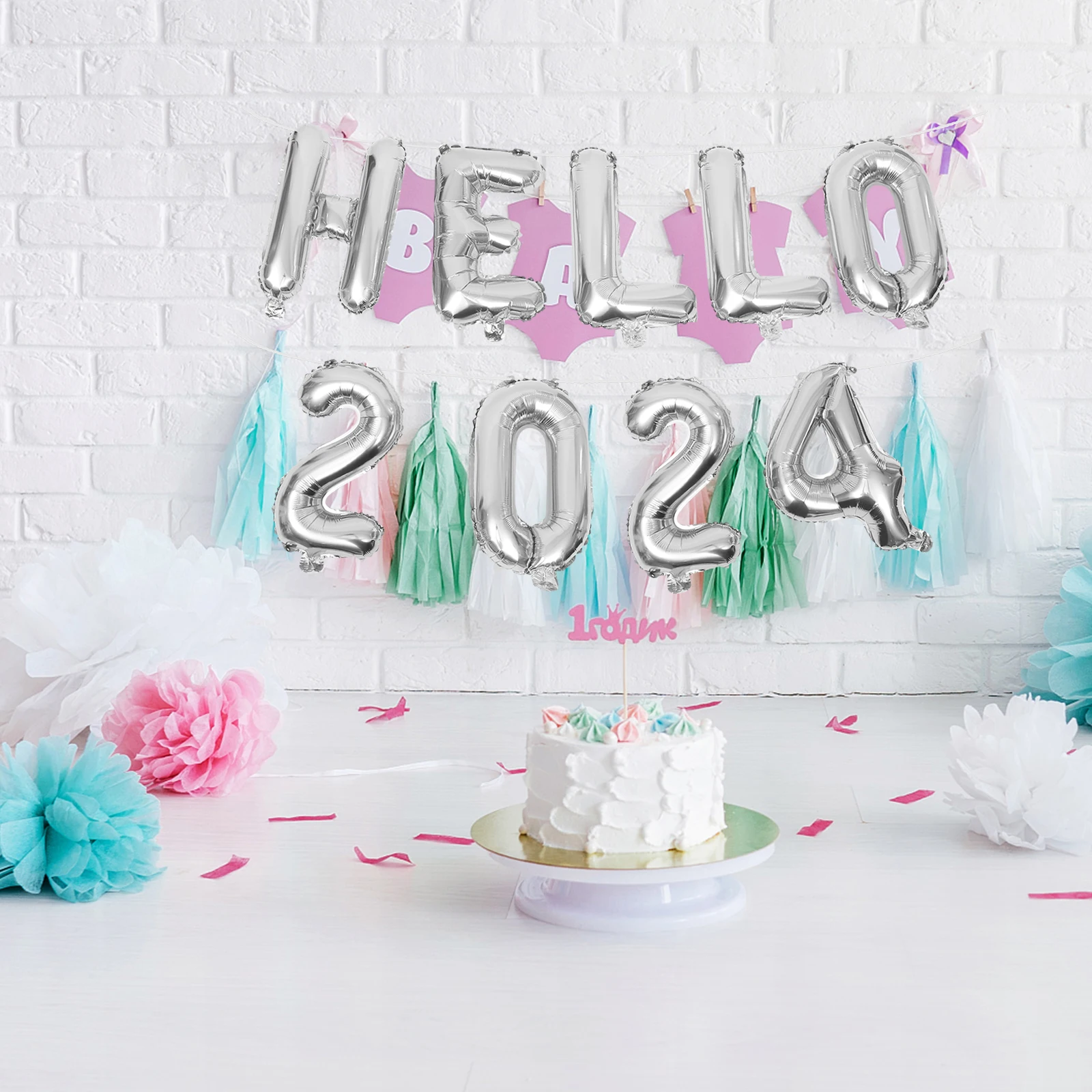 

1Set Hello 2024 Foil Balloons New Year Party Decoration New Year Eve Photo Booth Props Party Supplies Hello 2024 Balloons