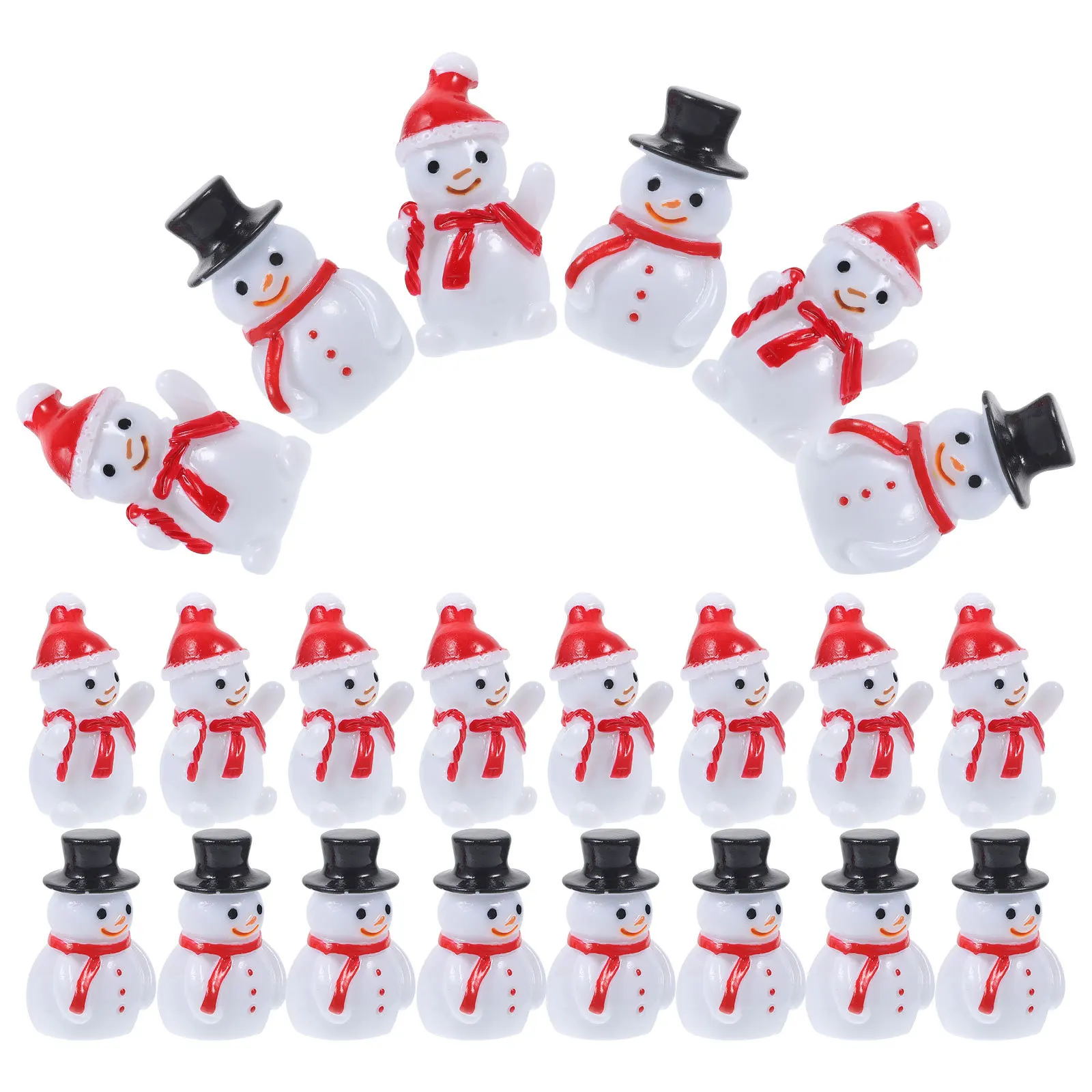 

40Pcs Resin Snowman Mini Christmas Ornaments Miniature Snowman Decorations Tiny Christmas Village Accessories Festive Home Decor