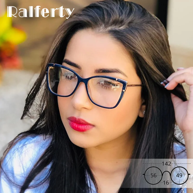 Ralferty TR90 רטרו דקורטיבי אנטי כחול אור משקפיים נשים של שקוף מחשב משקפיים מסגרת אופטי קוצר ראיה 0 Diopter F95708