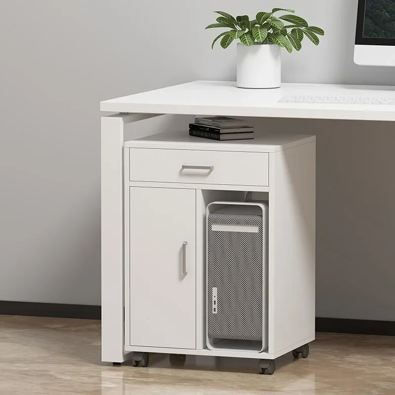 Simple printer rack removable computer host rack placement storage rack with pulley host box desktop host cabinet