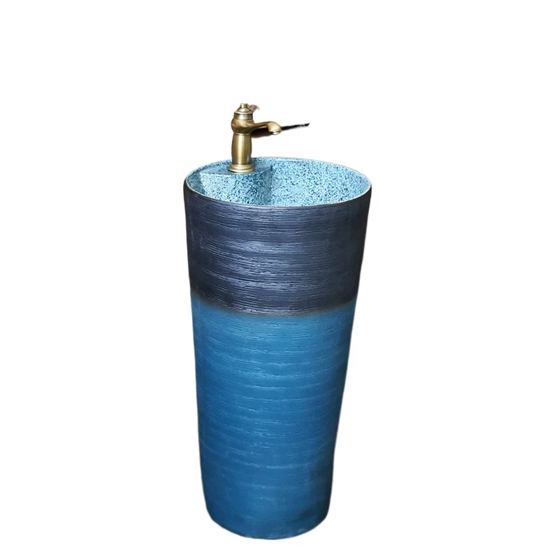 

Pillar type washbasin villa garden balcony floor-to-ceiling integrated washbasin outdoor courtyard ceramic pillar basin