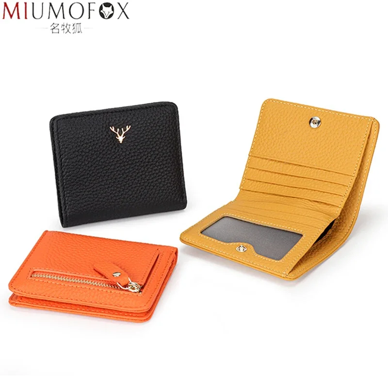 2024 New Arrival Genuine Cow Leather Slim Card Holder Wallet Ladies Simple Fashion Cowhide Credit Card Holder Ultra Thin Wallets