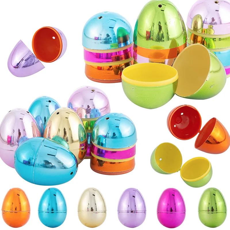 5Pcs 6cm Fillable Easter Eggs Fake Plastic Colorful Plating Eggs for Kindergarten Children Kids DIY Paint Eggs Education Tools