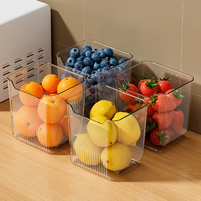 صندوق تخزين المطبخ المبتكر؛ حاوية طعام طازجة بباب جانبي للثلاجة؛ يحمل الفواكه والخضروات والتوابل #2