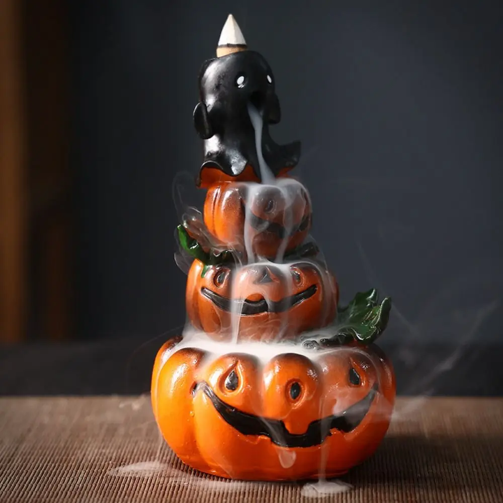 

Resin Halloween Waterfall Incense Burner Exquisite Simulated Pumpkin Backflow Incense Holder Retro Backflow Incense Burner