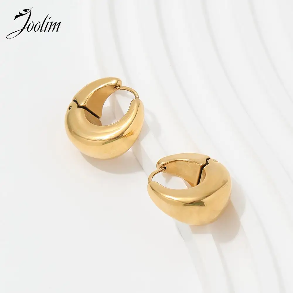 Joolim-pendientes de acero inoxidable para mujer, joyería de gama alta, PVD, venta al por mayor, resistente al agua y sin deslustre, gota de agua minimalista, Huggie