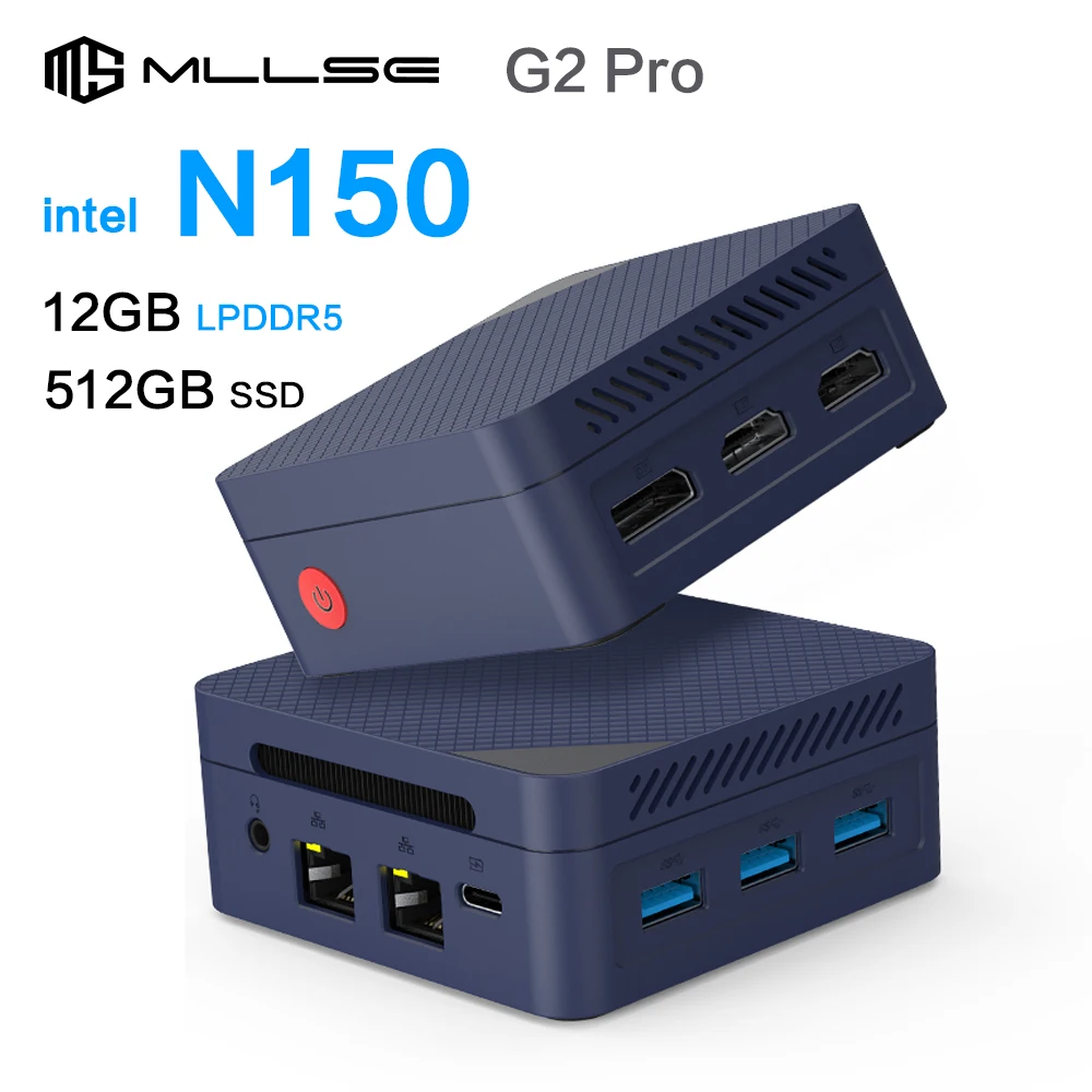 MLLSE G2 Pro Mini PC Intel Twin Lake N150 Processor LPDDR5 12GB RAM 512GB SSD WiFi 5 BT5.0 Windows 11Pro Mini Desktop Computer