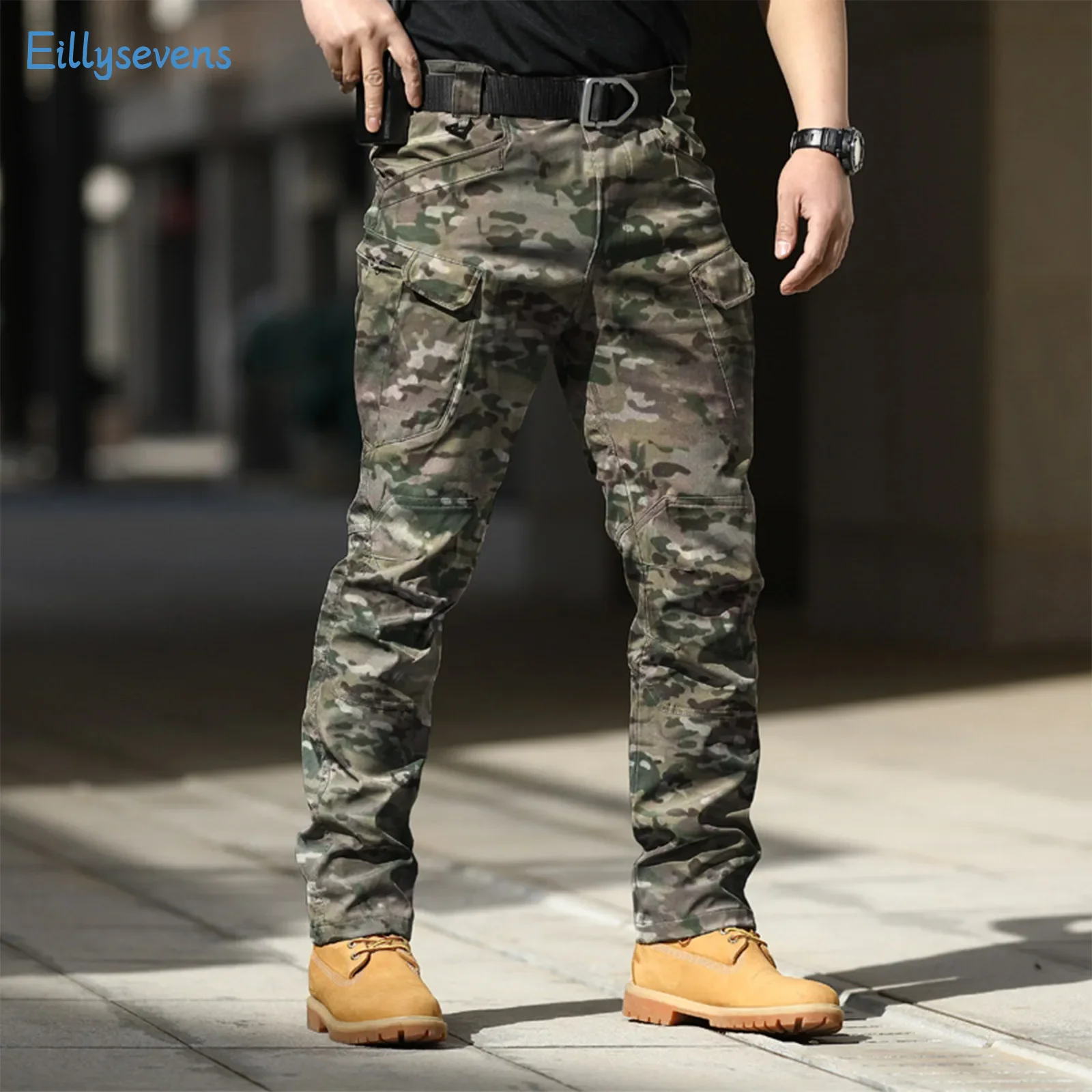 Men'S Training Trousers Slim Outdoor Hiking Mountaineer Camping Fishing Overalls Straight Multiple Pockets Casual Cargo Pants