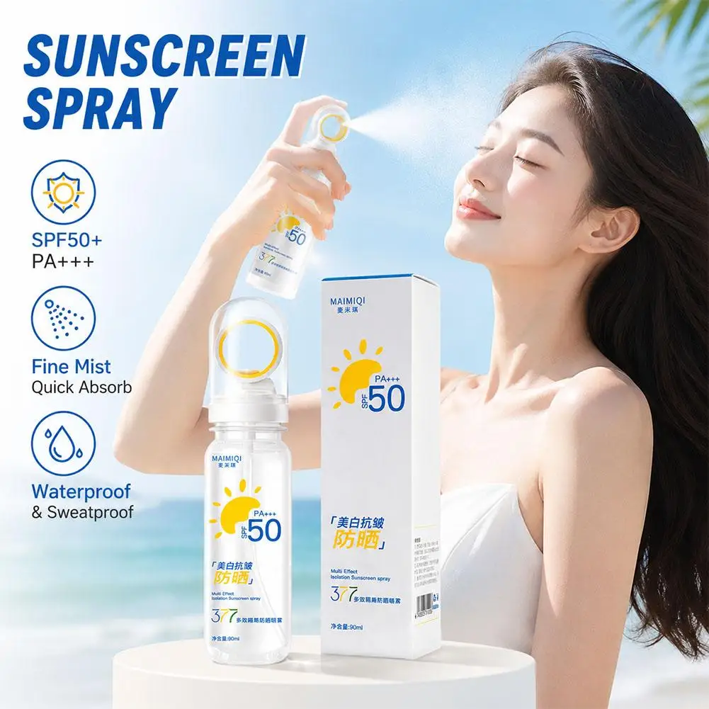 SPF50+ Cool Sunscreen Spray Moisturizing Whitening Sunscreen Spray Facial Body Lightweight Multi-effect Sunscreen