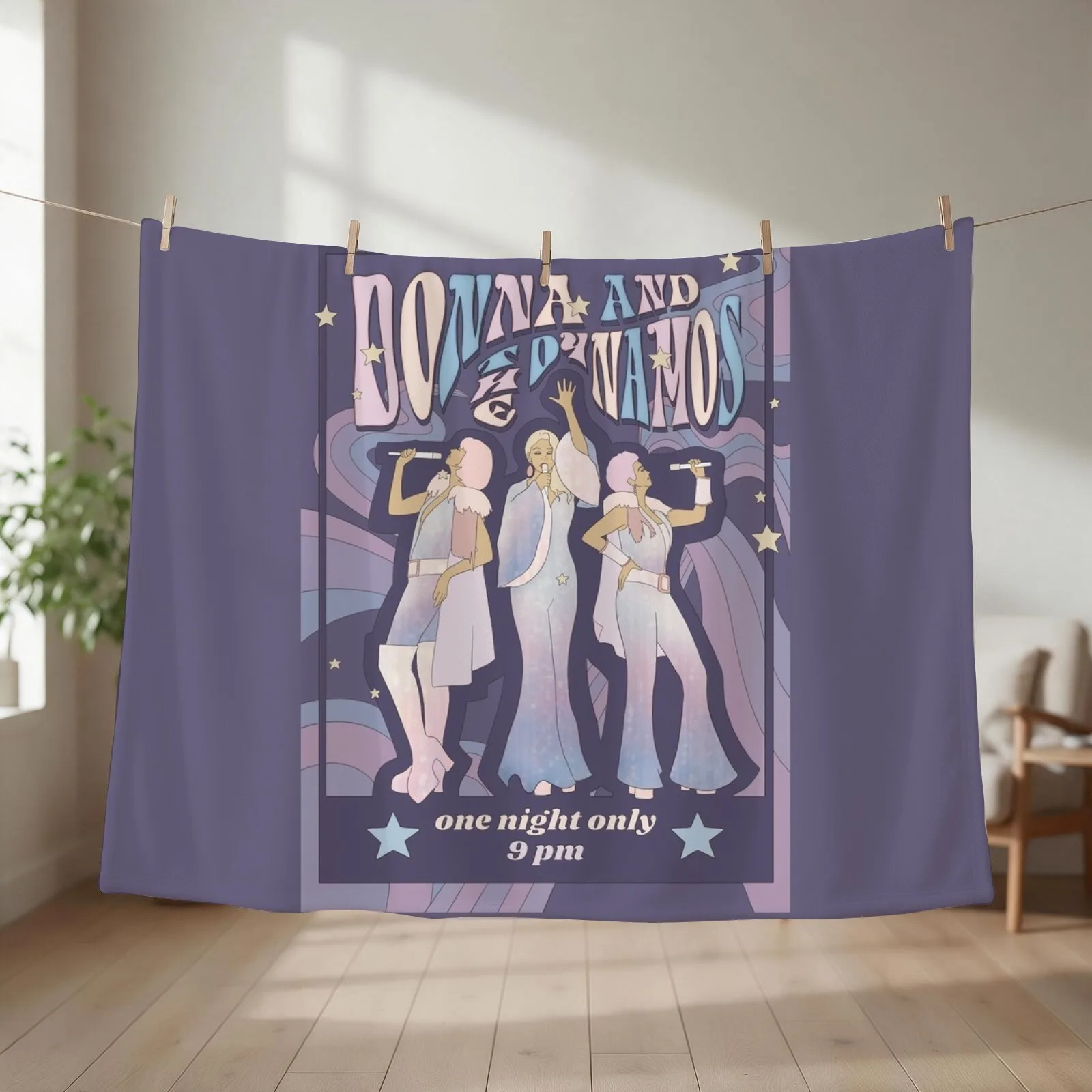 Donna and the Dynamos Concert Poster Throw Blanket couch cozy soft plush fuzzy picnic outdoor blanket