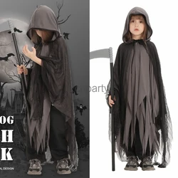 Kids Retro Hooded Cloak Halloween Horror Ghost Dementors Cosplay Costume For Boy Girls Children Day Of The Dead Zombie Cape