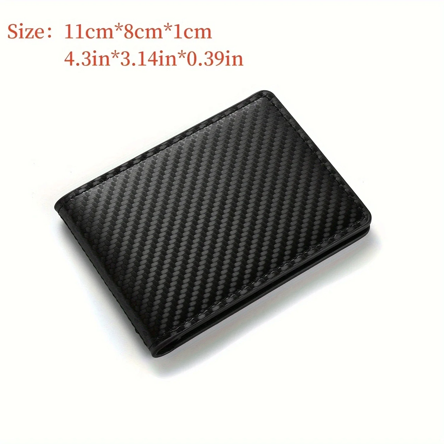 Carbon Fiber Black Men's Slim Card Holder Case for Driver's License and ID Cards Male PU Leather Wallet image 4